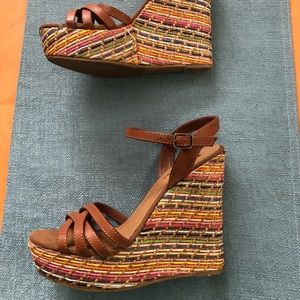 Brown and multi color sandals
